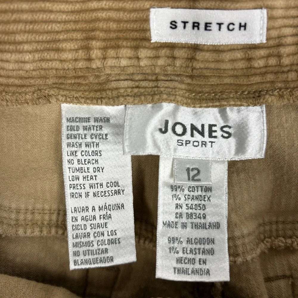 Women's Size 12 Wide Leg Corduroy Pants Tan Jones New York‎ Sport Classic